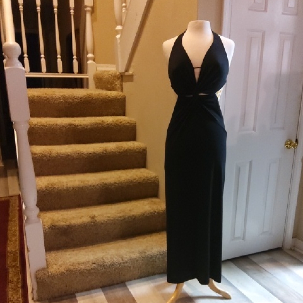 Shape FX Black Backless Halter Dress